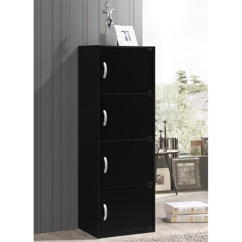 Home Square 3-Piece Set with 2 5-Shelf Bookcases and 4 Shelf Bookcase in Black