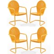 Home Square Griffith 4 Piece Metal Patio Chair Set in Tangerine