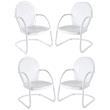 Home Square Griffith 4 Piece Metal Modern Patio Chair Set in White