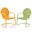 Home Square Griffith 2 Piece Metal Patio Chair Set in Tangerine and Key Lime