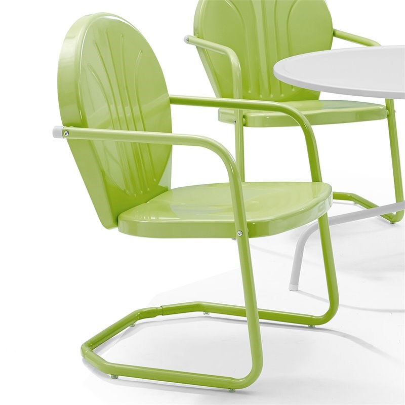 Home Square Griffith 2 Piece Metal Patio Chair Set in Tangerine and Key Lime