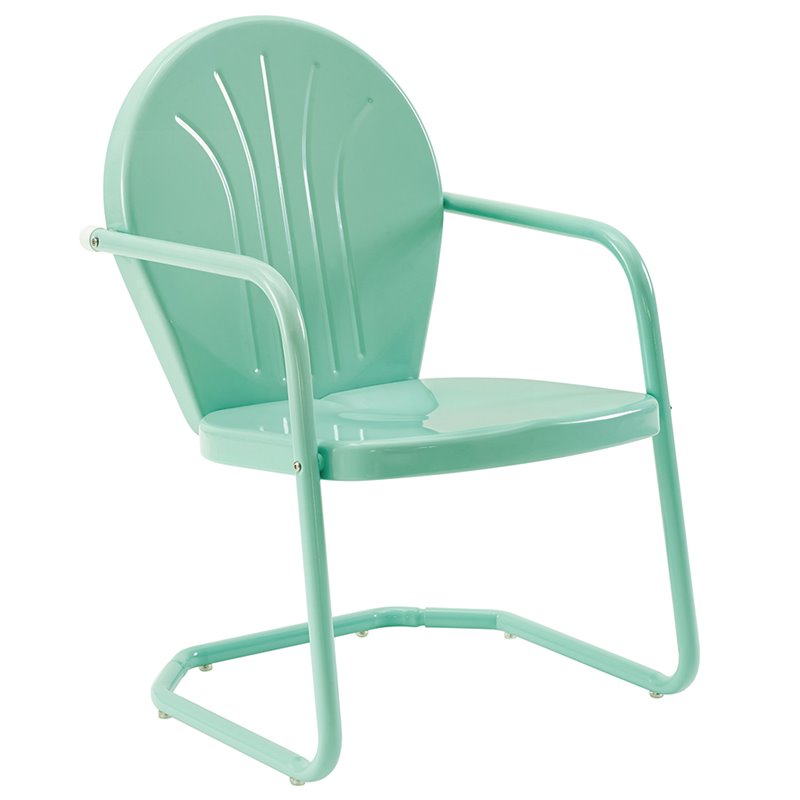 Home Square Griffith 2 Piece Metal Patio Chair Set in Tangerine and Aqua