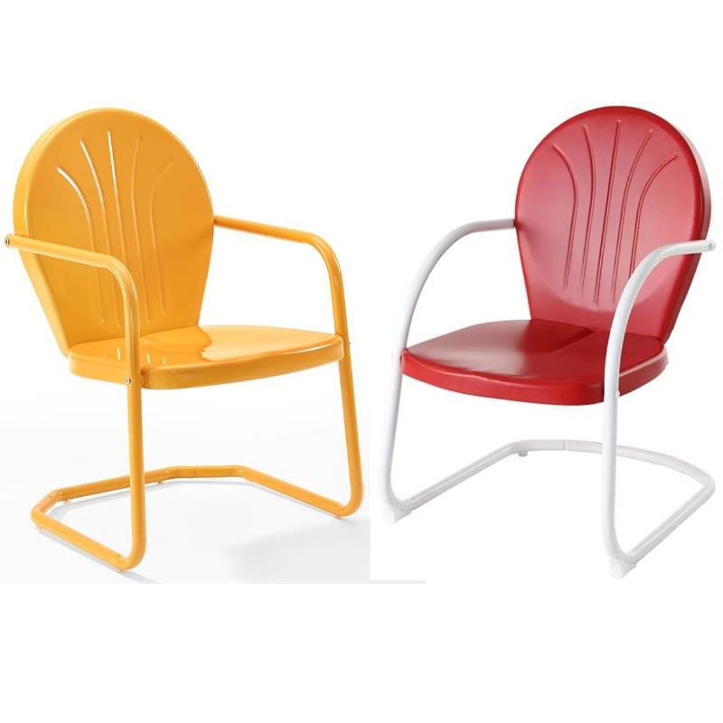 Home Square Griffith 2 Piece Metal Patio Chair Set in Tangerine and Red