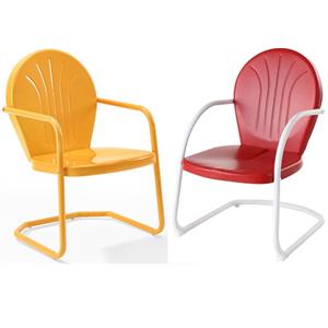 Home Square Griffith 2 Piece Metal Patio Chair Set in Tangerine and Red