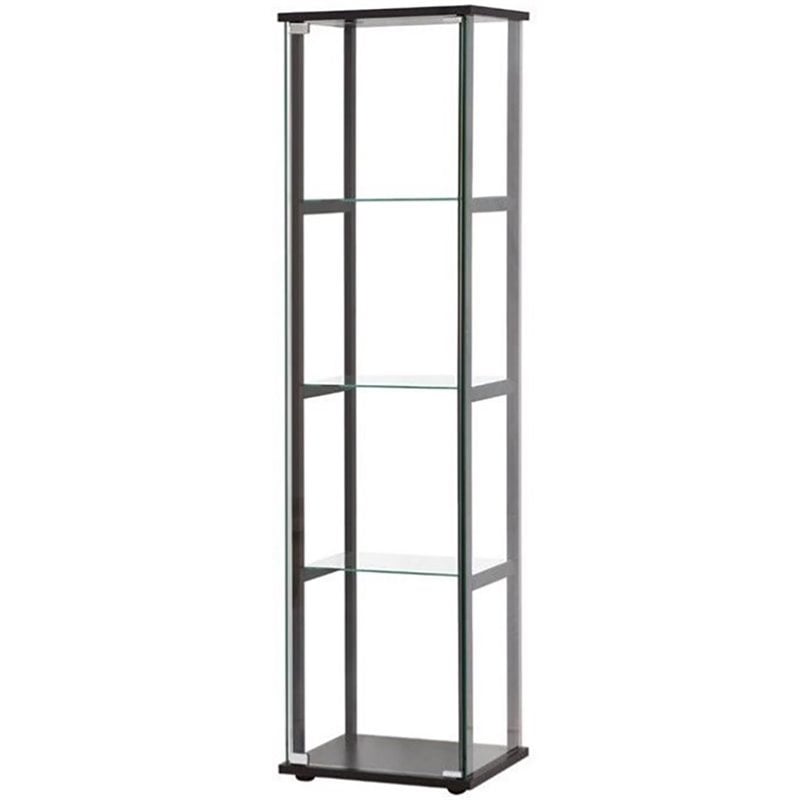 Home Square 2 Piece Glass Curio Cabinet Set with 4 Shelf and 5 Shelf in Black