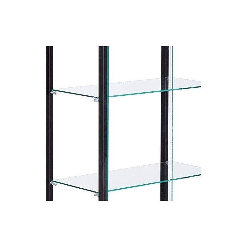 Home Square Contemporary 5-Shelves Wood/Glass Curio Cabinet in Black (Set of 2)