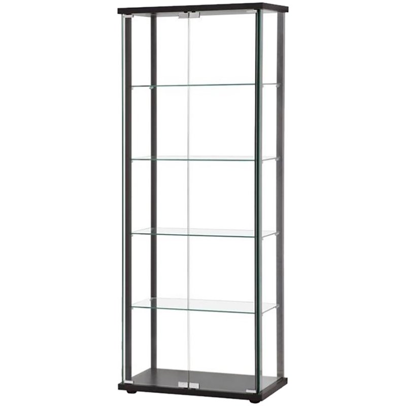 Home Square 3 Piece Glass Curio Cabinet Set - 3 Shelf 4 Shelf and 5 Shelf Black