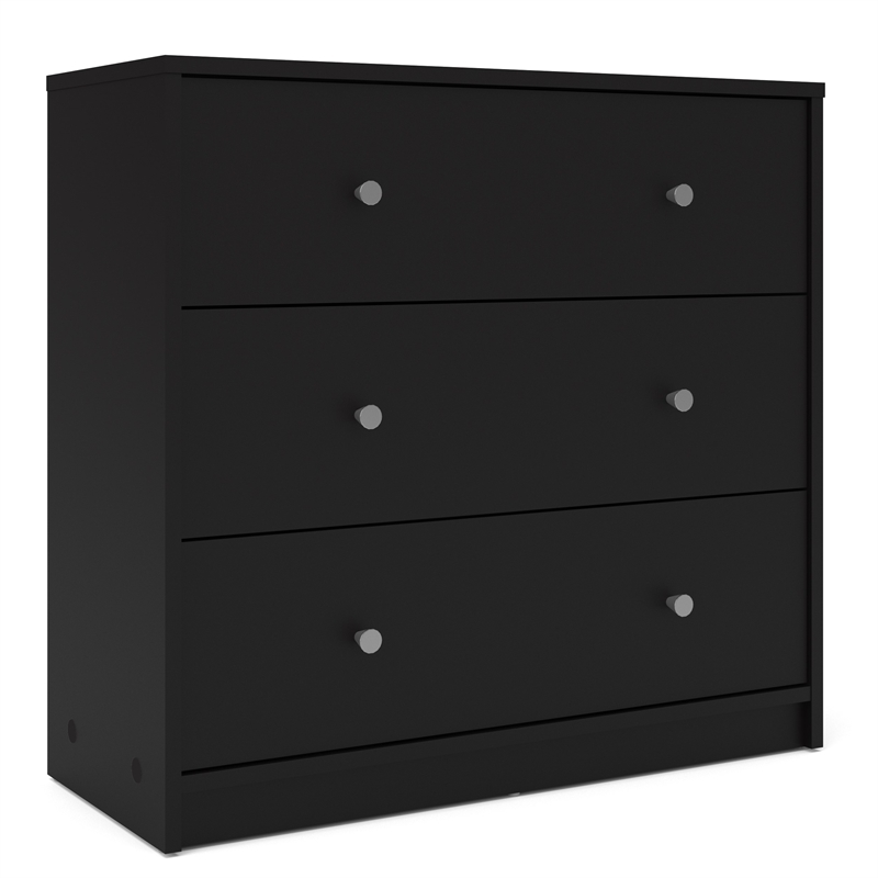 Home Square 2 Piece Set with 3 Drawer Chest and 1 Drawer Nightstand in Black