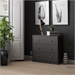 3pc Set of Engineered Wood Black 3Drawer Chest 6Drawer Dresser & Nightstand