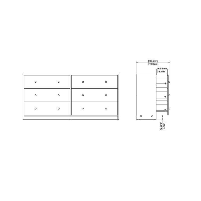 3pc Set of Engineered Wood Black 3Drawer Chest 6Drawer Dresser & Nightstand