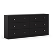 3pc Set of Engineered Wood Black 3Drawer Chest 6Drawer Dresser & Nightstand