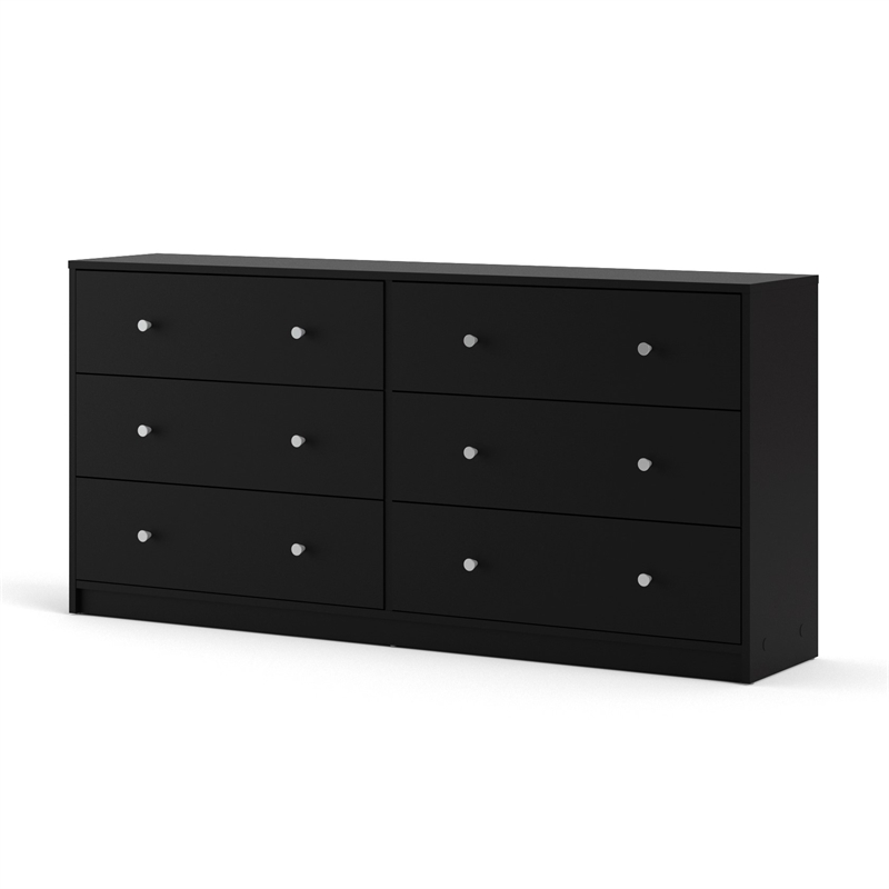 Home Square Engineered Wood 4pc Set of Chest Dresser and 2 Nightstands in Black