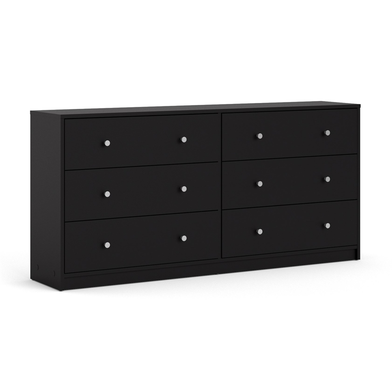 Home Square 2 Piece Set with 3 Drawer Chest and 6 Drawer Double Dresser in Black