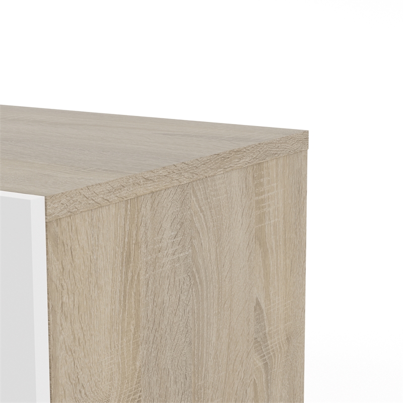 Home Square 2 Piece Set with Chest and Nightstand in Oak Structure/White Gloss