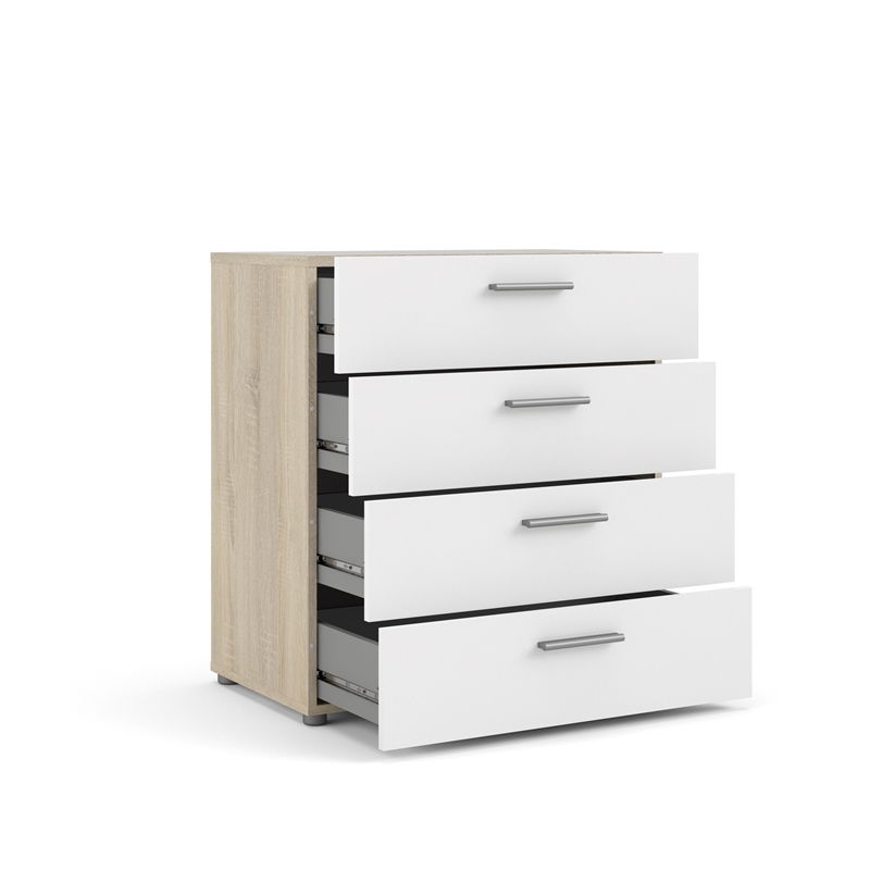 Home Square 2 Piece Set with Chest and Nightstand in Oak Structure/White Gloss