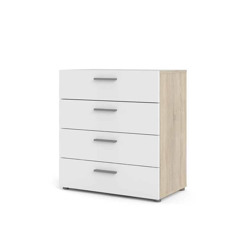 Home Square 2 Piece Set with Chest and Nightstand in Oak Structure/White Gloss