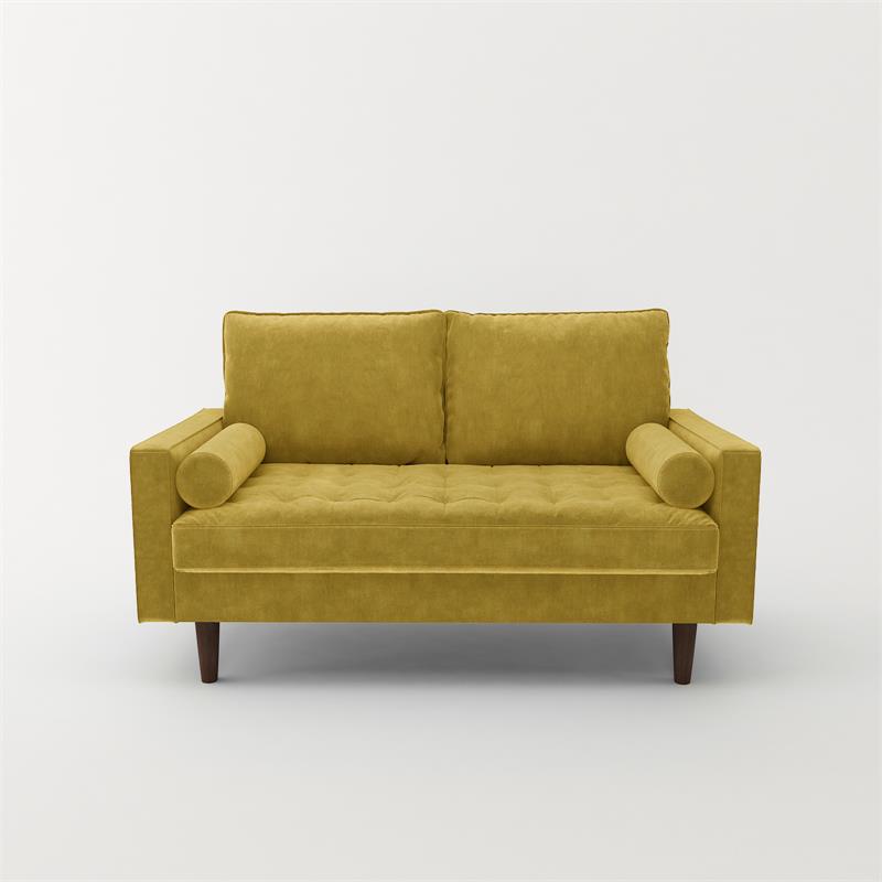Home Square 2 Piece Velvet Living Room Loveseat Set in Goldenrod