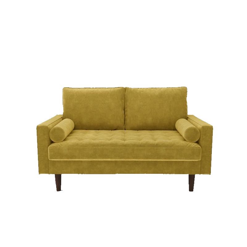 Home Square 2 Piece Velvet Living Room Loveseat Set in Goldenrod