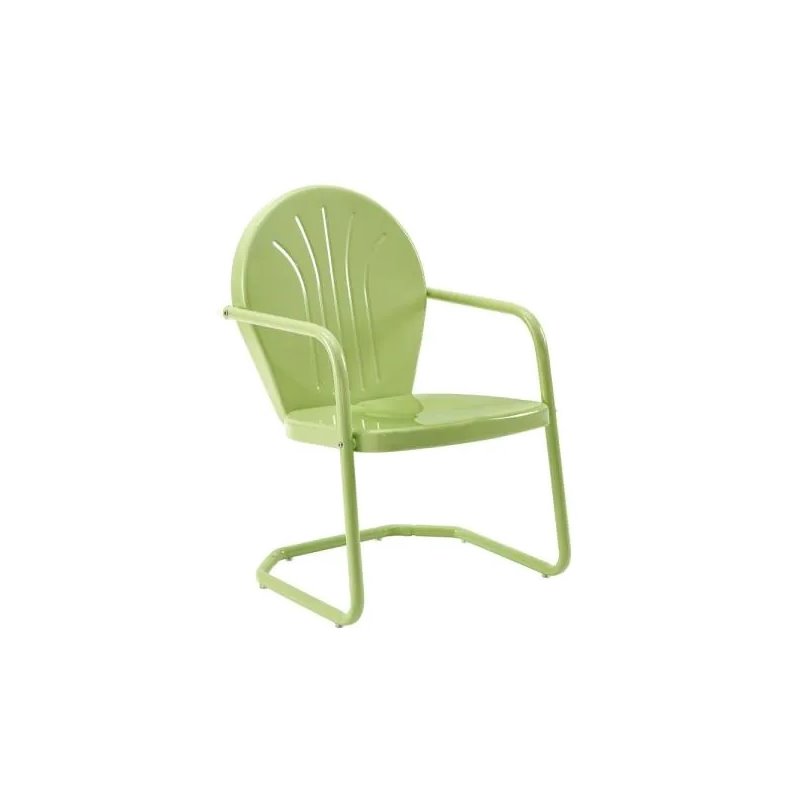 Home Square Griffith 2 Piece Metal Patio Chair Set in Key Lime and White