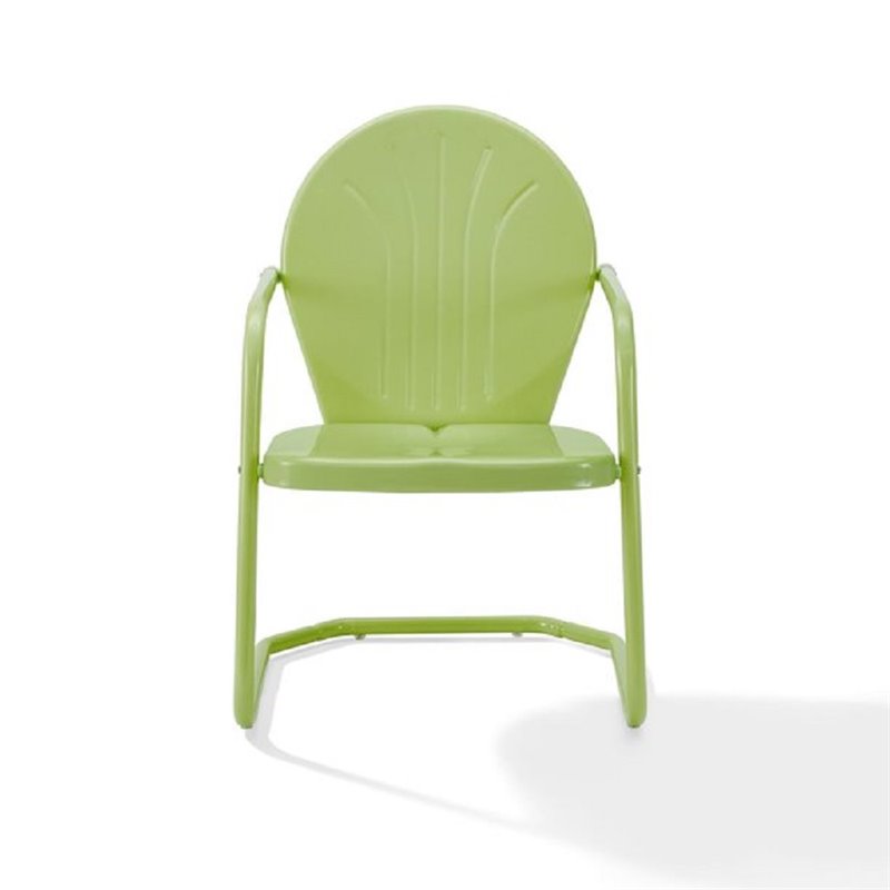 Home Square Griffith 2 Piece Metal Patio Chair Set in Key Lime and White