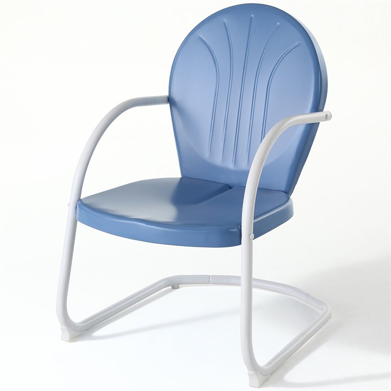 Home Square Griffith 2 Piece Metal Patio Chair Set in Key Lime and Sky Blue