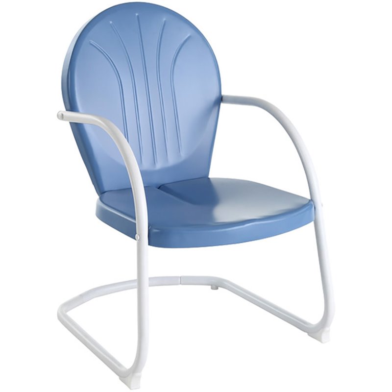 Home Square Griffith 2 Piece Metal Patio Chair Set in Key Lime and Sky Blue
