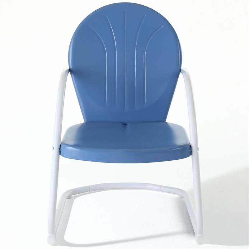 Home Square Griffith 2 Piece Metal Patio Chair Set in Key Lime and Sky Blue