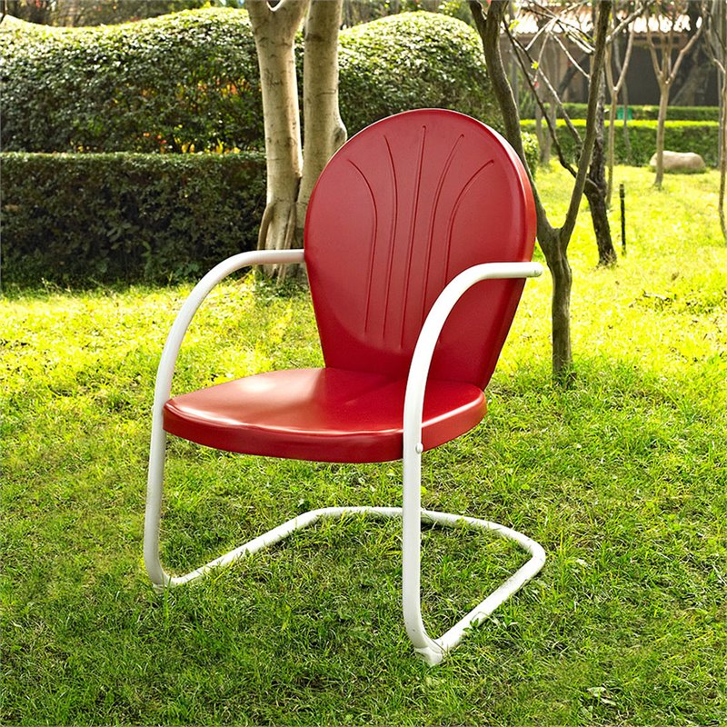 Home Square Griffith 2 Piece Metal Patio Chair Set in Aqua and Red