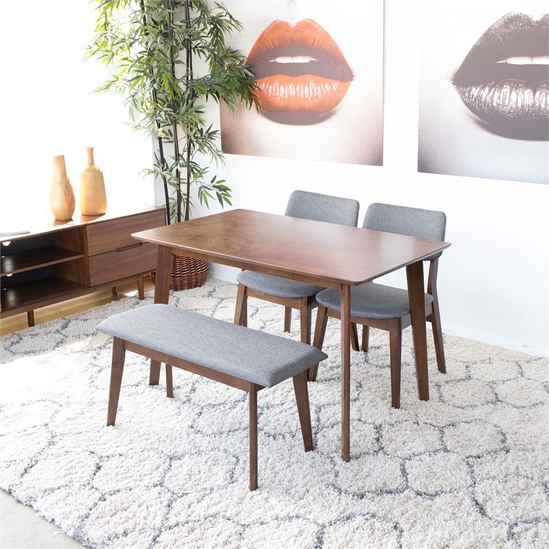 Home Square 3 Piece Furniture Set with Dining Table and 2 Large Benches