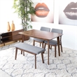 Home Square 3 Piece Furniture Set with Dining Table and 2 Large Benches