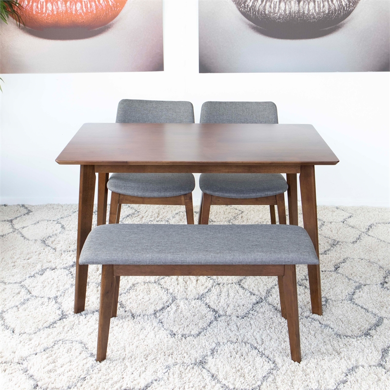 Home Square 3 Piece Furniture Set with Dining Table and 2 Large Benches
