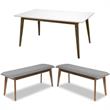 Home Square 3 Piece Furniture Set with Dining Table and 2 Large Benches