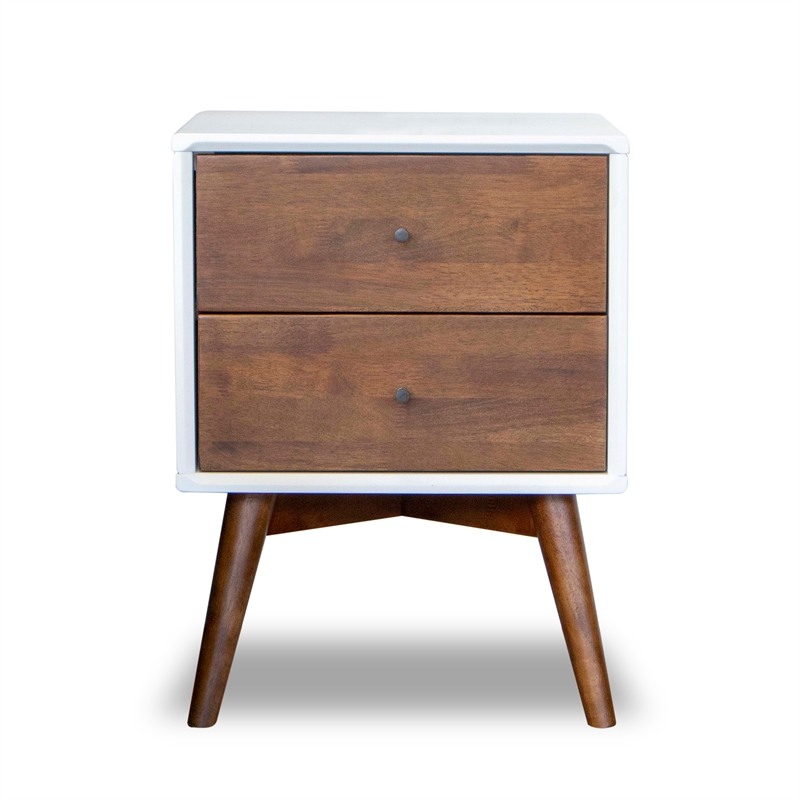 Home Square 3 Piece Solid Wood Bedroom Dresser & Nightstand Set in Walnut/White