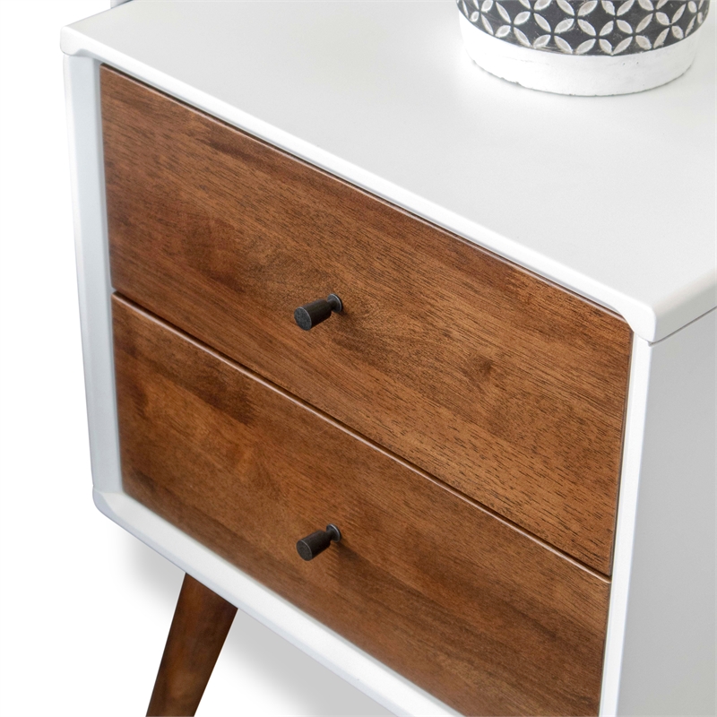 Home Square 3 Piece Solid Wood Bedroom Dresser & Nightstand Set in Walnut/White