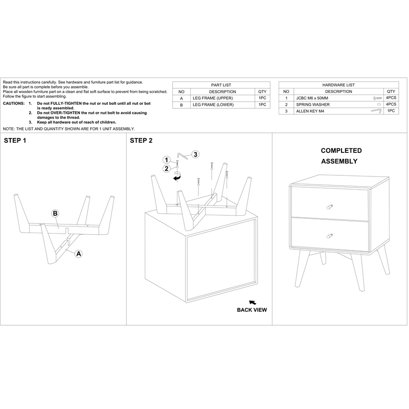 Home Square 3 Piece Solid Wood Bedroom Dresser & Nightstand Set in Walnut/White