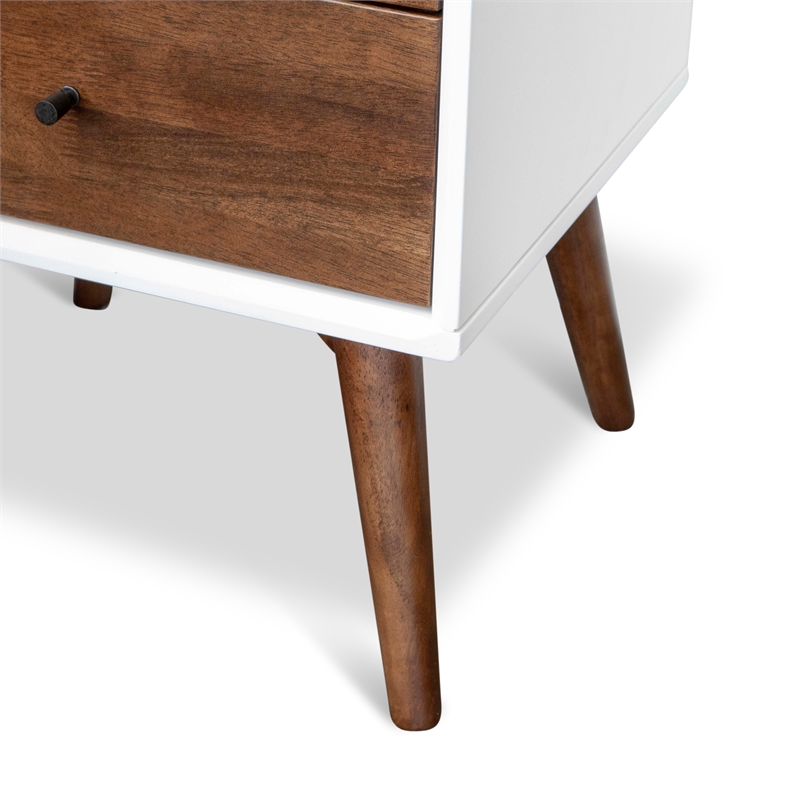Home Square 3 Piece Solid Wood Bedroom Dresser & Nightstand Set in Walnut/White