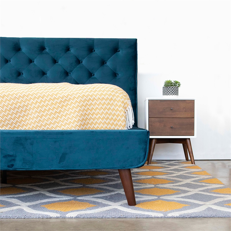Home Square 2 Piece Set with Queen Platform Bed and Nightstand