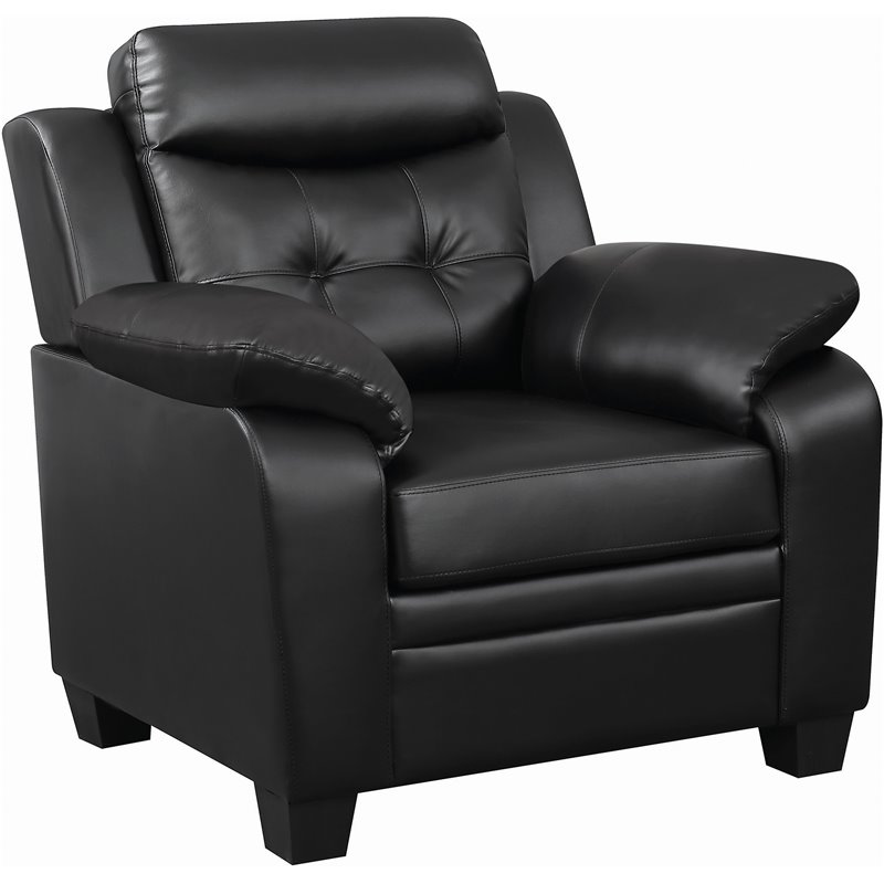 Home Square 2 Piece Furniture Set with Tufted Upholstered Sofa & Chair in Black