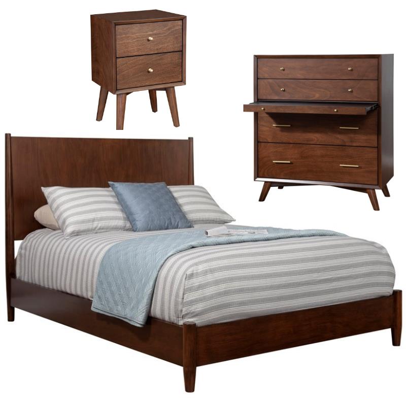 Home Square 3 Piece Set with Nightstand Standard King Panel Bed & Accent Chest