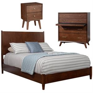 Home Square 3 Piece Set with Nightstand Standard King Panel Bed & Accent Chest