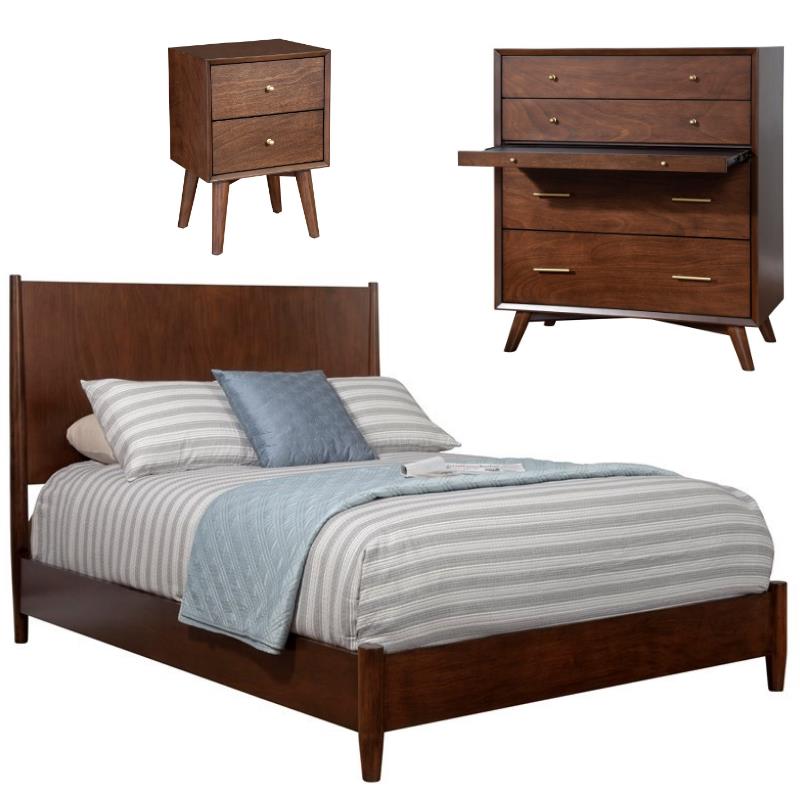 Home Square 3 Piece Set with Nightstand Full Size Panel Bed & Accent Chest