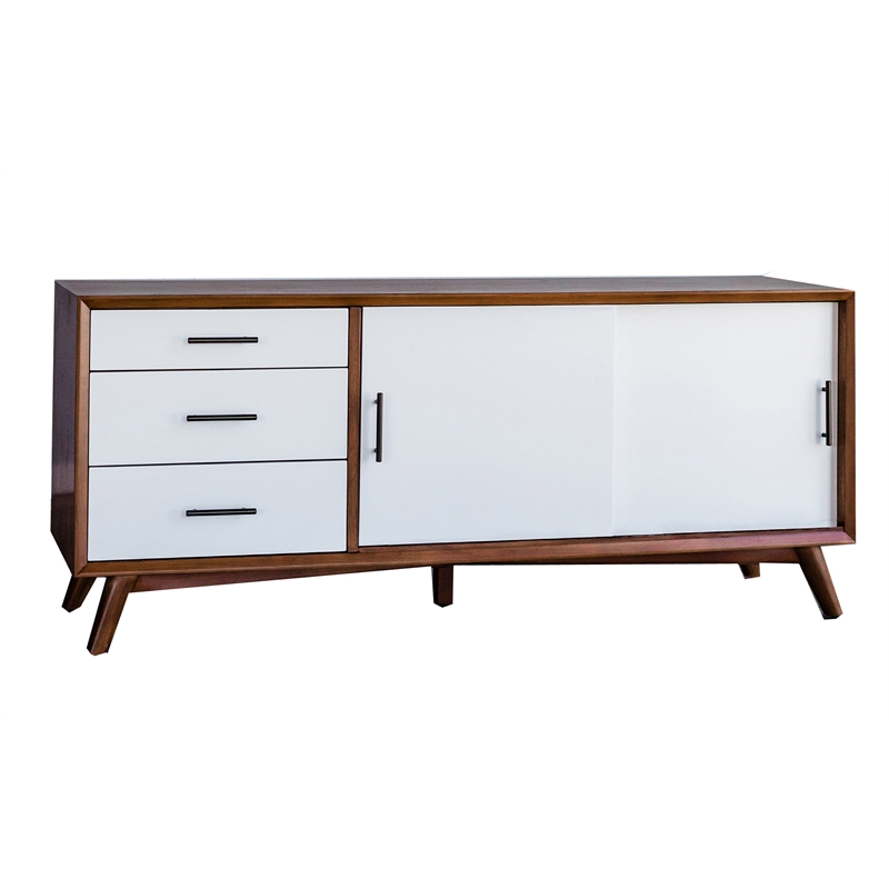 Home Square 2 Piece Furniture Set with Small Chest & TV Console in Acorn-White