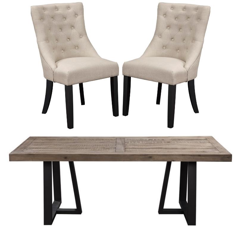 Home Square 3 Piece Set with Dining Table and Dining Side Chairs in Black