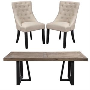 Home Square 3 Piece Set with Dining Table and Dining Side Chairs in Black