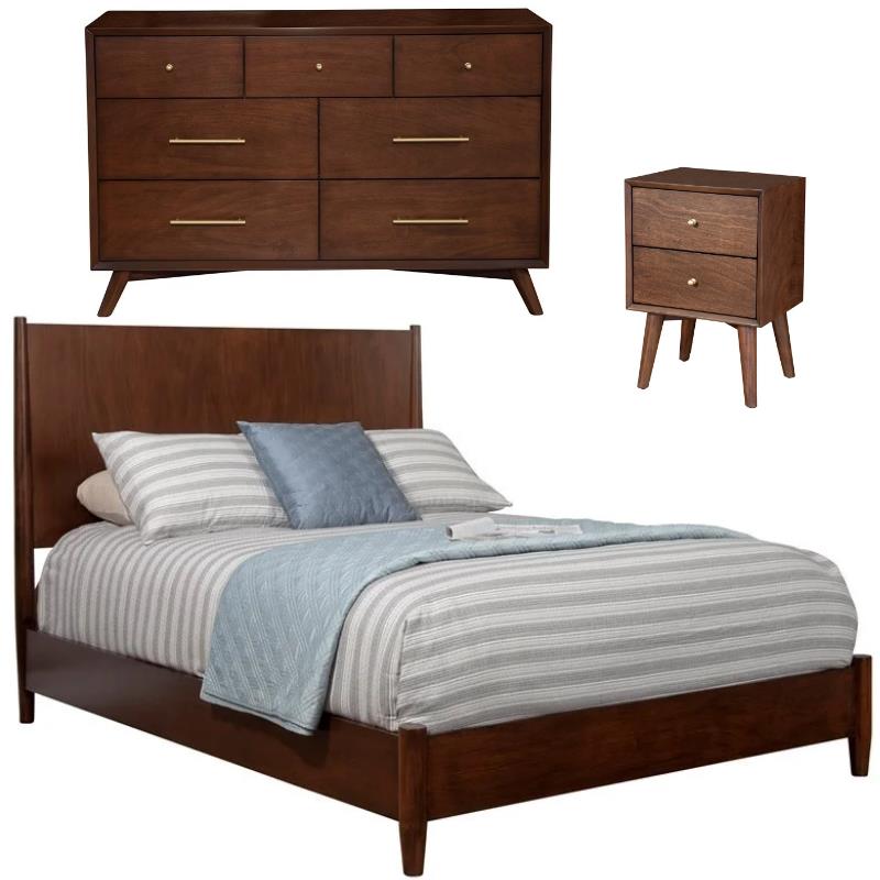 Home Square 3 Piece Set with Nightstand Full Size Panel Bed and Dresser