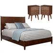Home Square 3 Piece Set with Nightstand and Standard King Panel Bed in Walnut