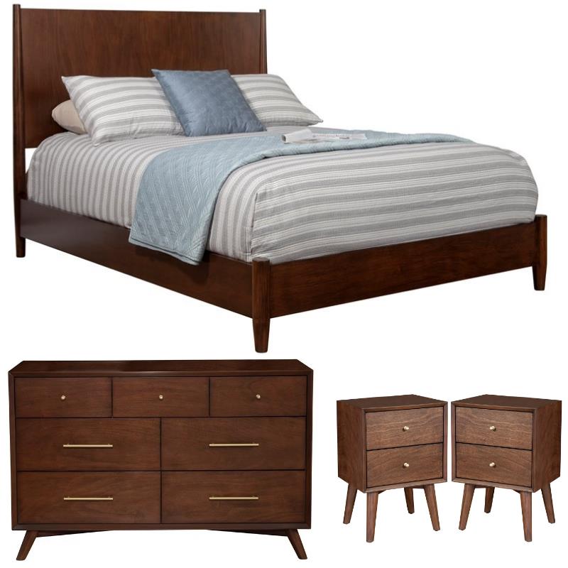 Home Square 4 Piece Set with Nightstand Standard King Panel Bed and Dresser