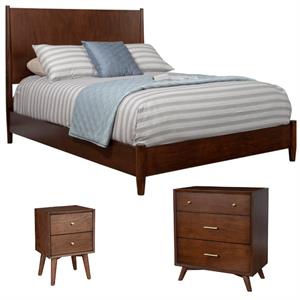 Home Square 3 Piece Set with Nightstand  Standard King Panel Bed & Accent Chest