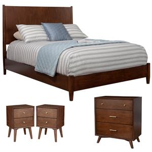 Home Square 4 Piece Set with Nightstand  Standard King Panel Bed & Accent Chest