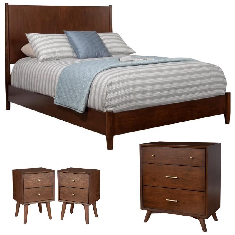 Home Square 4 Piece Set with Nightstand  Full Size King Panel Bed & Accent Chest